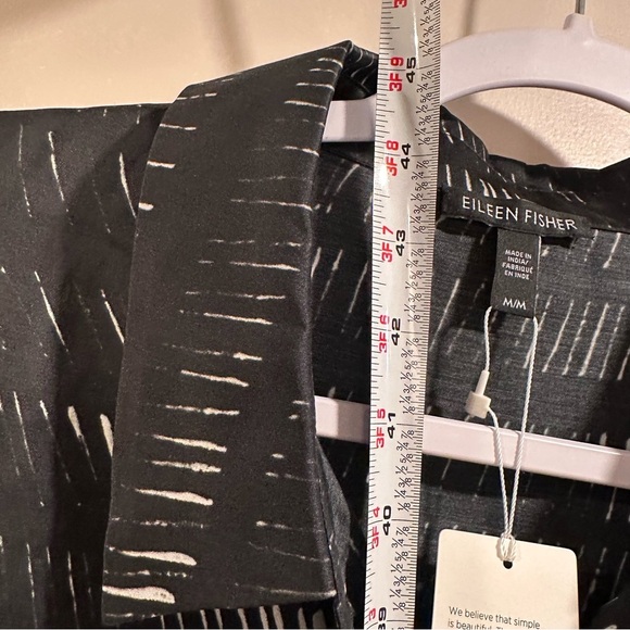 Eileen Fisher Silk Organic Cotton Dash Shirtdress Silk Lightweight Black Medium - Picture 12 of 17